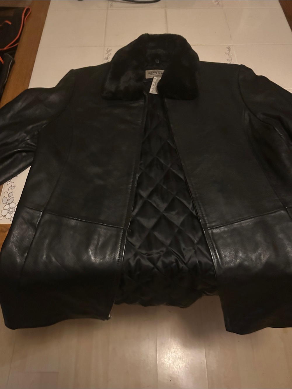Sonoma Black Leather Jacket with Quilted Interior